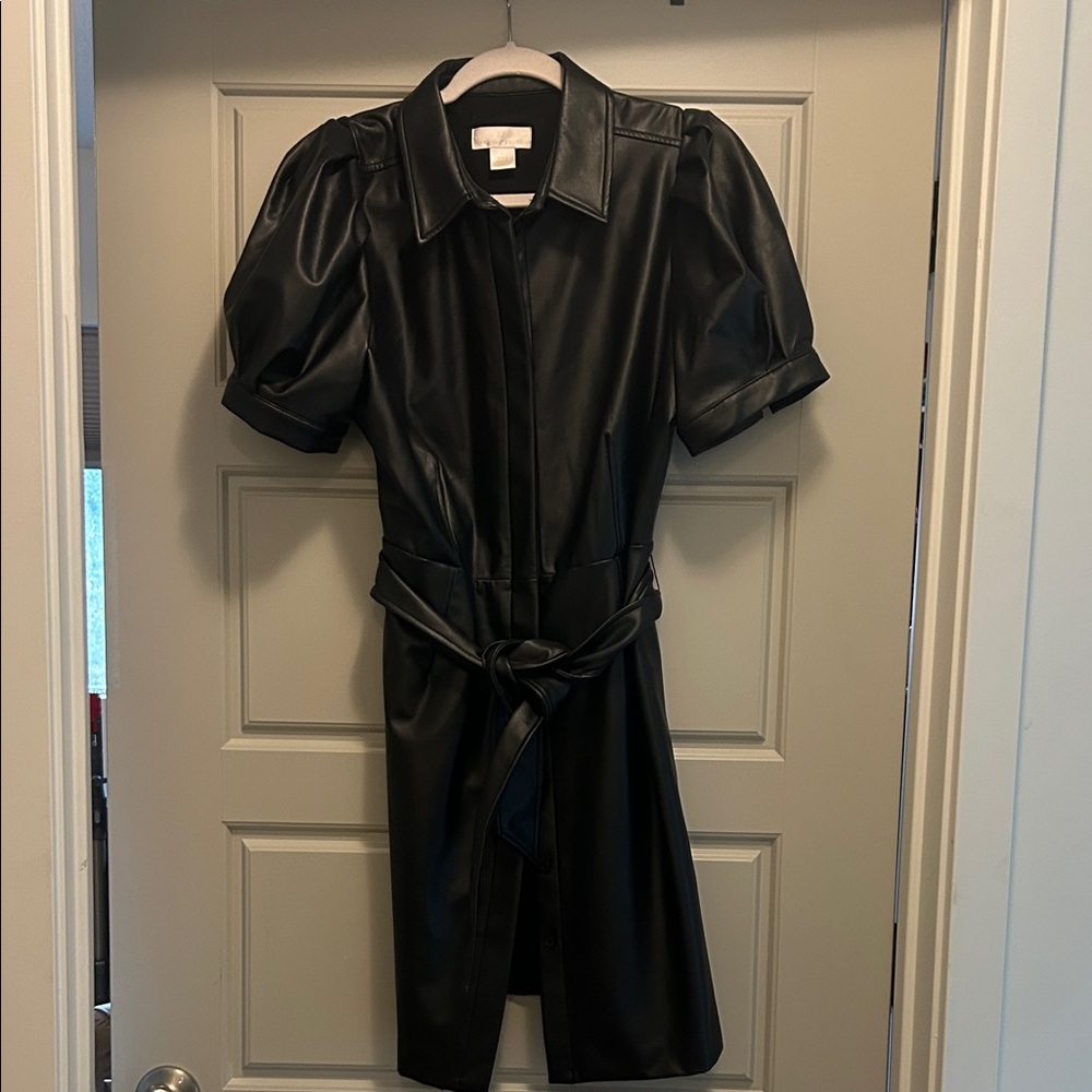 Rachel Parcell Black Faux Leather Mini Dress
